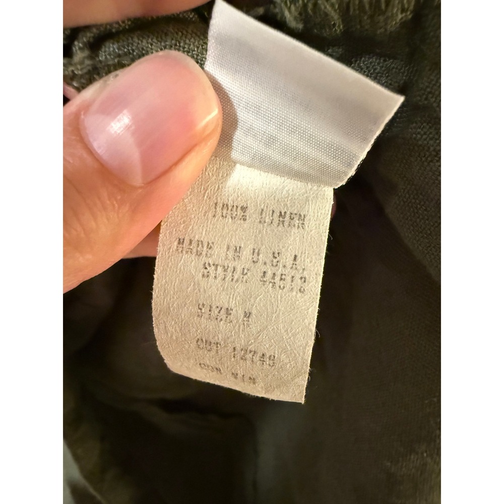 Cut Loose Womens Olive Green 100% Linen Button Front Cinch Back Vest Size M USA - Picture 3 of 9